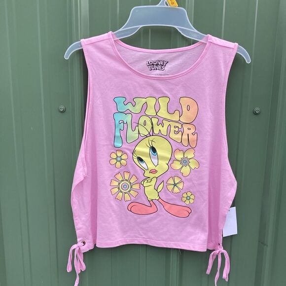 Women’s Junior’s SpongeBob Tweety & Mickey Side Tie Knit Tank Tops 3-Pack Size L - Picture 2 of 16